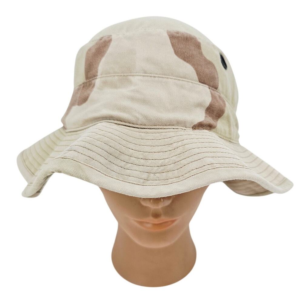 Vintage Military Type II Desert Camouflage Bucket Boonie Hat Cap USA Size 6 1/2